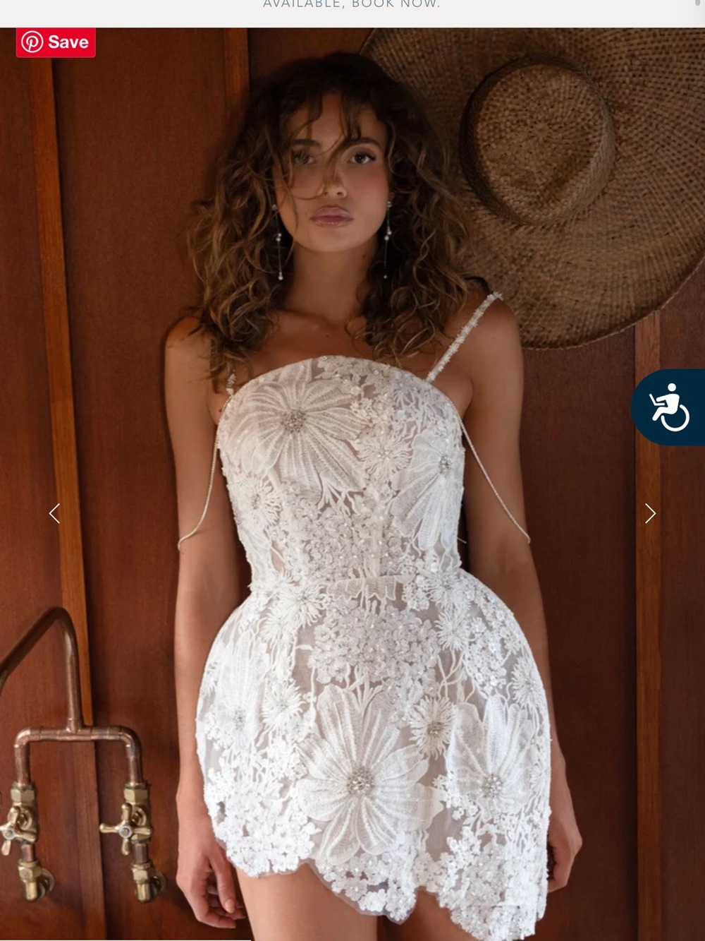 Grace Loves Lace White Floral Lace Mini Dress with Spaghetti Straps